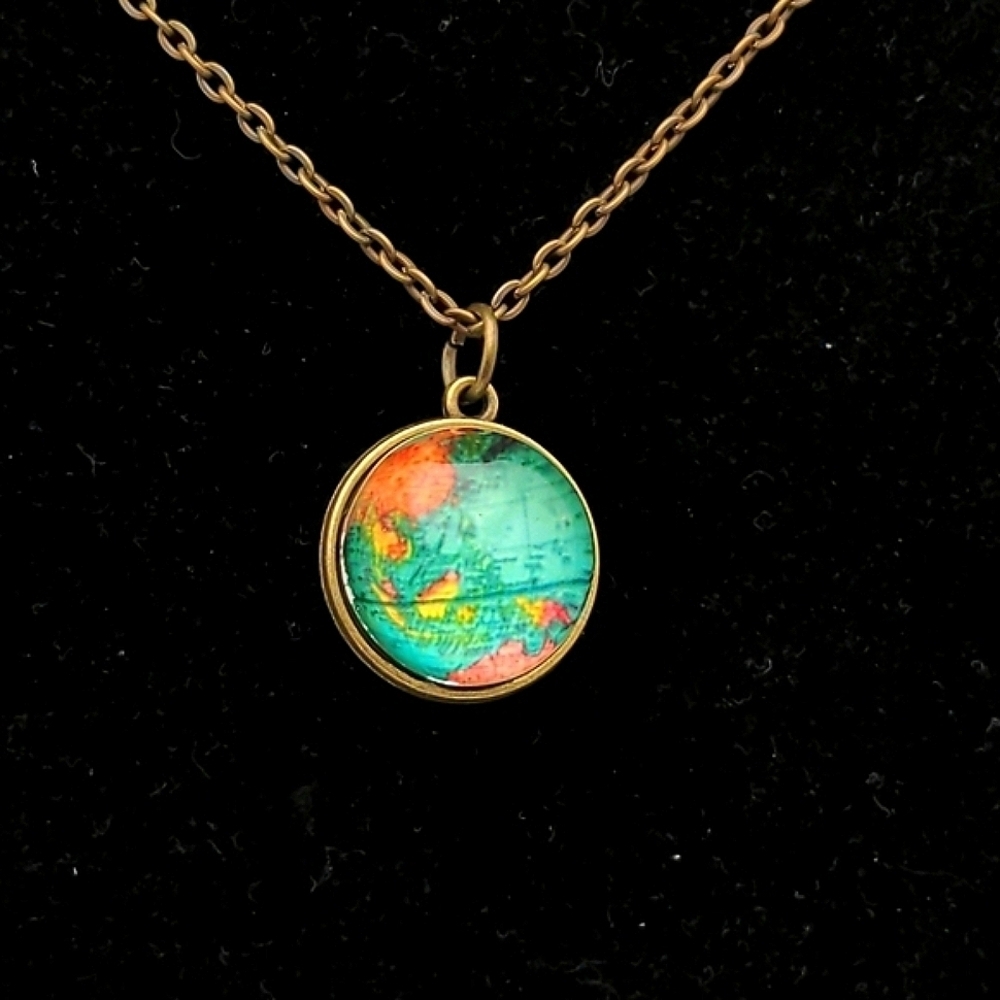 Glow in Dark Earth Charm Necklace-Brass Chain - Picture 5 of 6